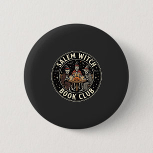 Salem Witch Book Club Halloween Skeleton Design_1 2 Inch Round Button