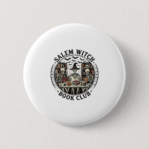 Salem Witch Book Club Vintage Skeleton Halloween S 2 Inch Round Button