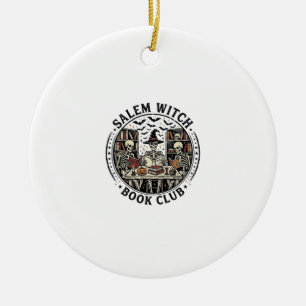 Salem Witch Book Club Vintage Skeleton Halloween S Ceramic Ornament