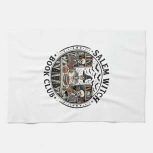 Salem Witch Book Club Vintage Skeleton Halloween S Kitchen Towel