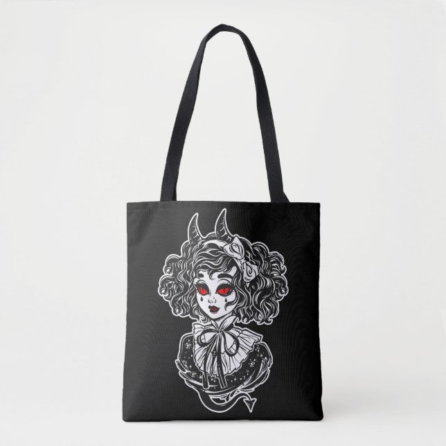 Salem Witch Illustration Art Tote Bag (Front)