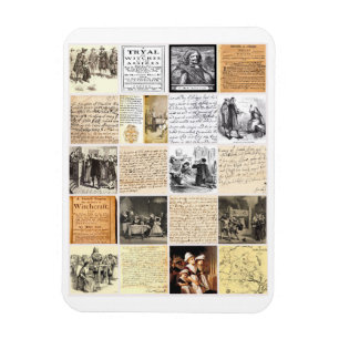 Salem Witch Trials letters documents collage art Magnet