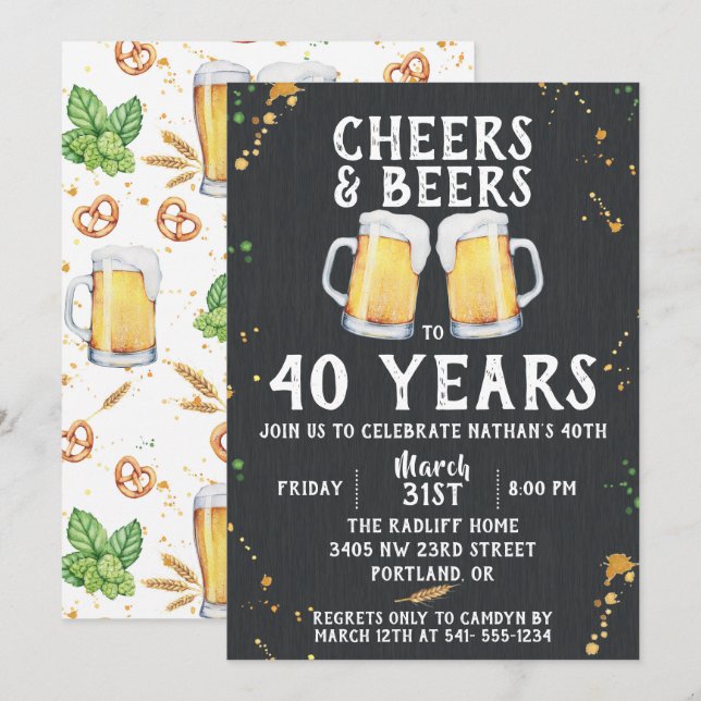 Salers et bières Invitation de fête d'anniversaire (Devant / Derrière)