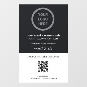 Sales & Discounts Promotional Custom Logo QR Code Window Cling