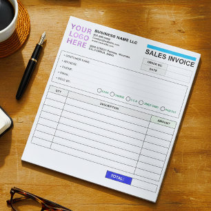 Sales Invoice Booklet (Name & Logo) Personalized  Notepad