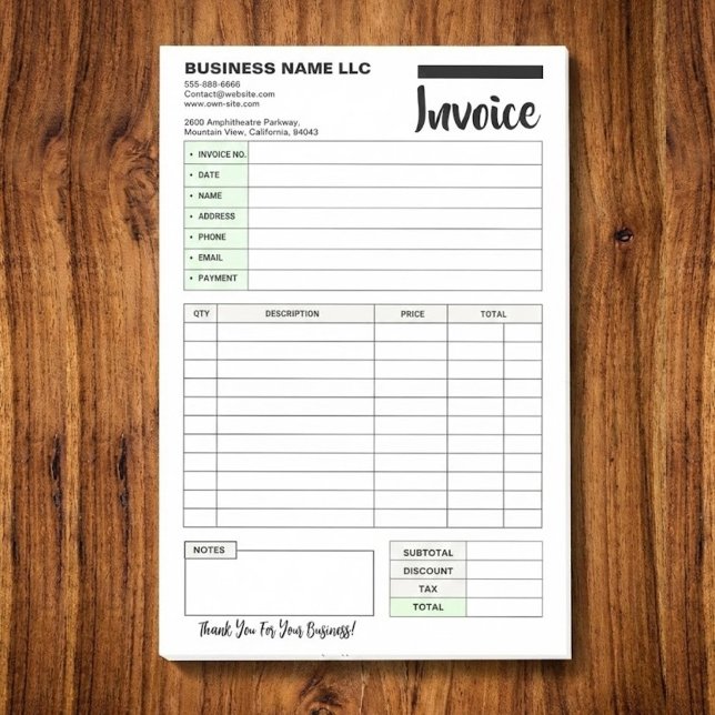 Sales Invoice Receipts, Small Business Payment Pad Post-it Notes (printable sales receipt template)
