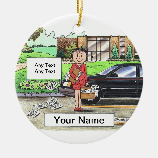 Salesperson  Female Ceramic Ornament (Front)