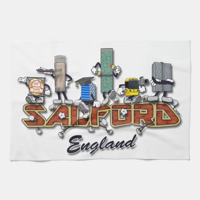 Salford cartoon characters kitchen towel (Horizontal)
