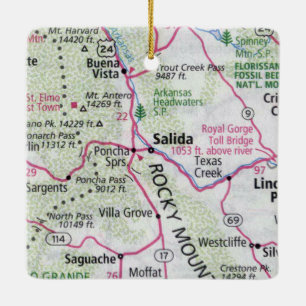 Salida CO Map Ceramic Ornament