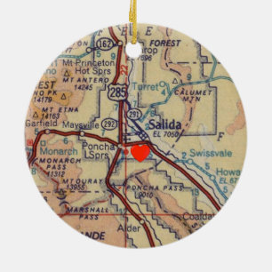 Salida Colorado Vintage Map Ceramic Ornament