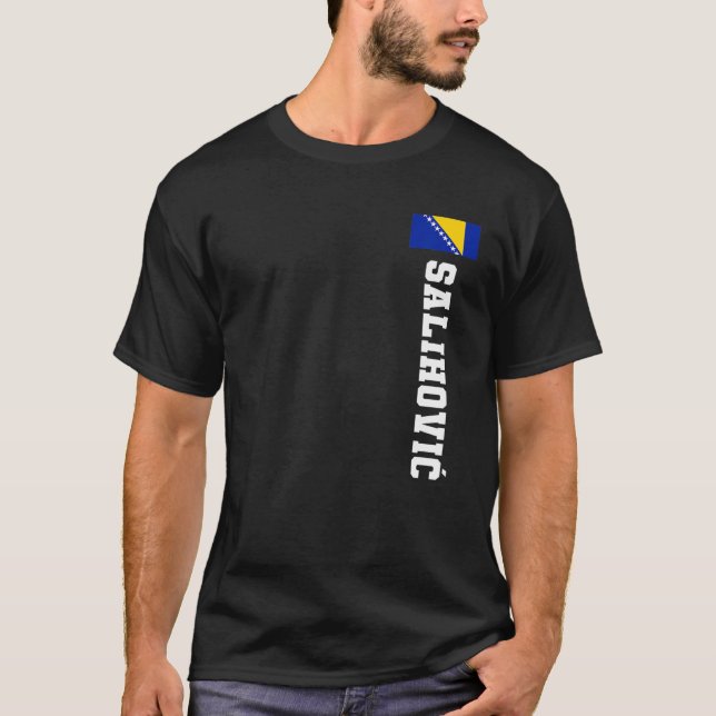 Salihovic Bosnia Flag Last Name Coat Of Arm Emblem T-Shirt (Front)