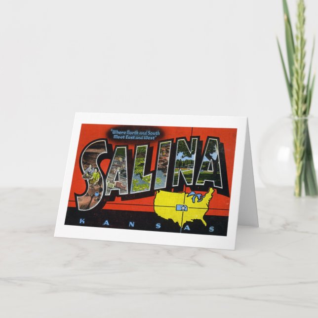 Salina Kansas Vintage Greeting Card (Front)