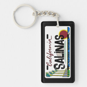 Salinas California flag license plate keychain