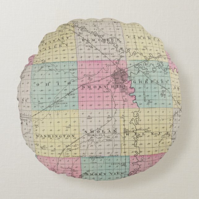 Saline County, Kansas Round Pillow (Front)