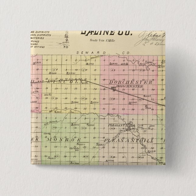 Saline County, Nebraska 2 Inch Square Button (Front)