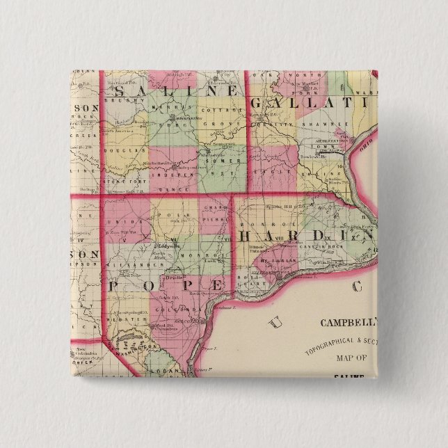 Saline, Gallatin, Hardin, Pope counties 2 Inch Square Button (Front)