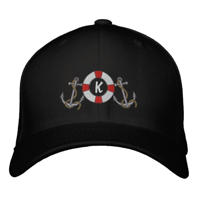 Saling Ring and Anchors Embroidered Hat (Front)