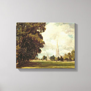 Salisbury Cathedral from Lower Marsh Close, 1820 Canvas Print