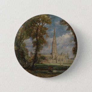 Salisbury Cathedral from the Bishop's Grounds 2 Inch Round Button