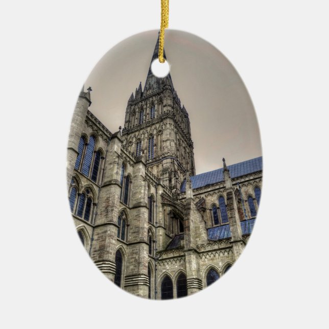 Salisbury Cathedral & Spire Wiltshire England Ceramic Ornament (Front)