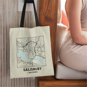 Salisbury, Wiltshire City Map Tote Bag