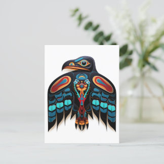 Salish raven totem postcard