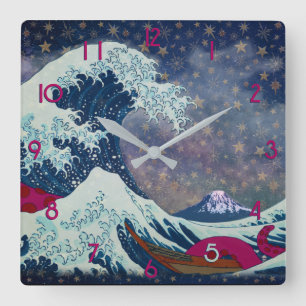 Salish Sea Tsunami Square Wall Clock