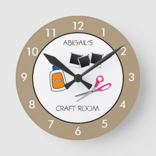 Salle d'artisanat Horloge ronde Beige Personnalisé