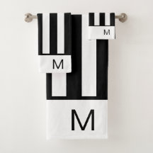 Salle de bain moderne avec rayures noir et blanc m