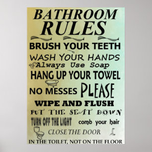 Salle de bain Règles Subway Art Poster