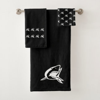 salle de bain requin set de serviettes noir et bla