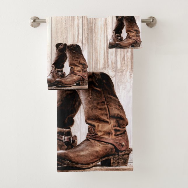 Salle de bain Serviettes Set bottes country rustiq (En situation)