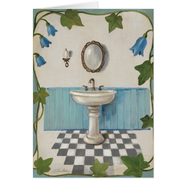 Salle de bains avec la frontière florale (Devant)