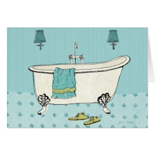 Salle de bains bleue démodée (Devant horizontal)