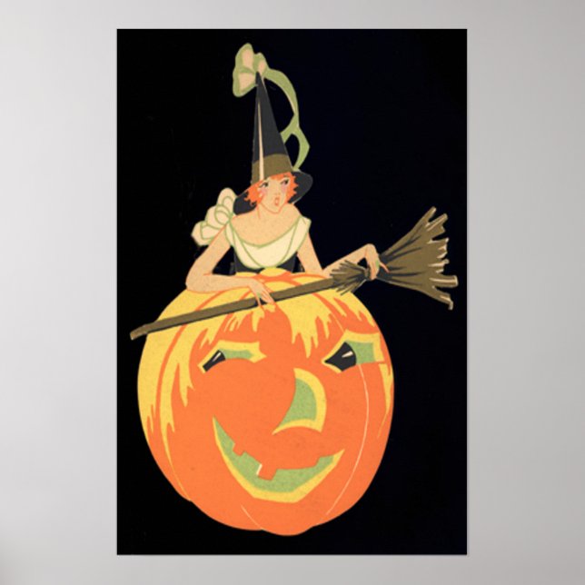 Salle de Citrouille Art Déco Witch Jack-o'-lantern (Devant)