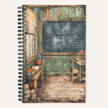 Salle de classe vintage Carnet spiral 5,5 po x 8,5