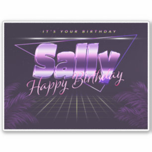Sally Name Prénom lila retro Sticker