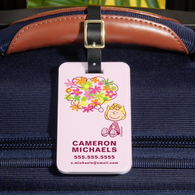 Sally Thinking of Flowers Luggage Tag (Front Insitu 2)