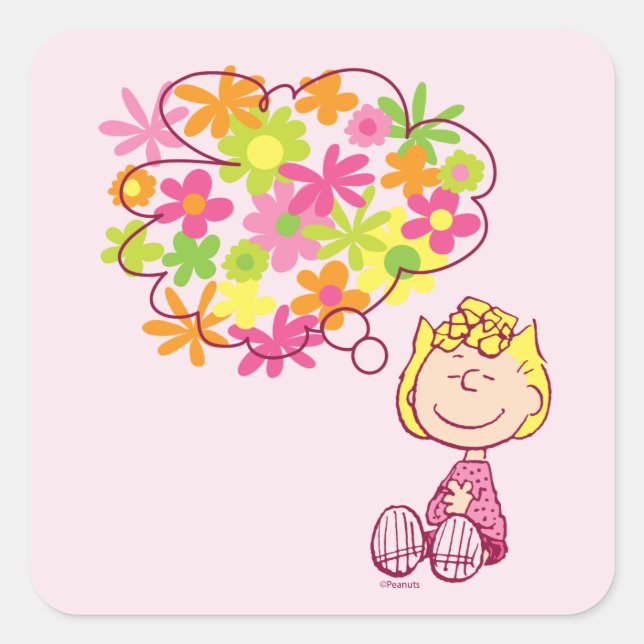 Sally Thinking of Flowers Square Sticker (Front)