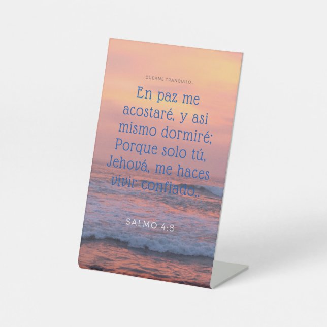 salmo 4:8 pedestal sign (Front)