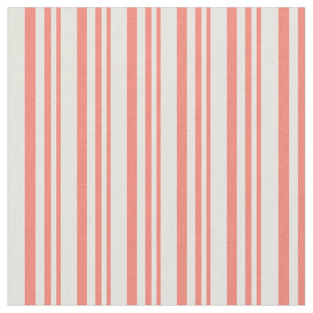 Salmon and Beige Coloured Pattern of Stripes Fabric (Close Up)