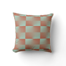 Salmon and Blue Chequered Throw Pillow