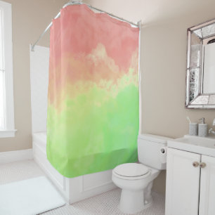 Salmon and Lime Abstract Clouds Shower Curtain