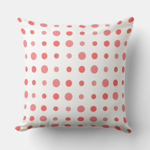 Salmon and pink Dots on White Throw Pillow
