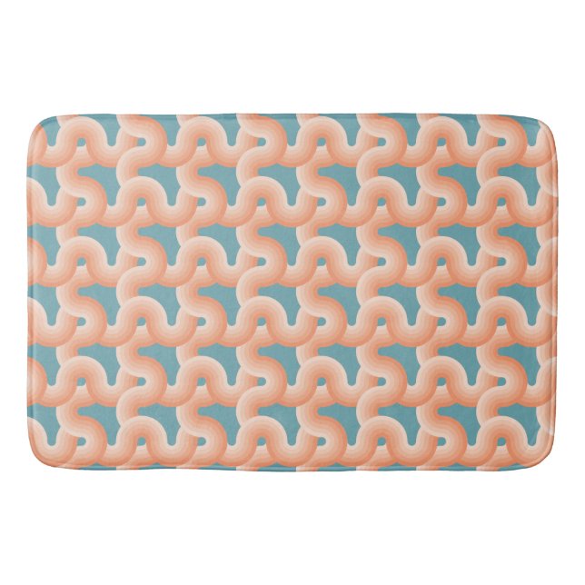 Salmon and Teal Knot Bath Mat (Front)
