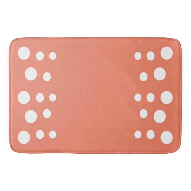 Salmon and white Modern Bubbles Dots Bath Mat (Front)