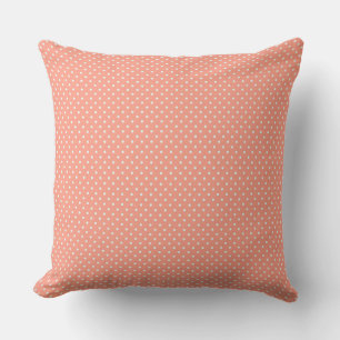Salmon And White Polka Dots Throw Pillow