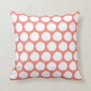 Salmon Asian Moods Ikat Dots Throw Pillow