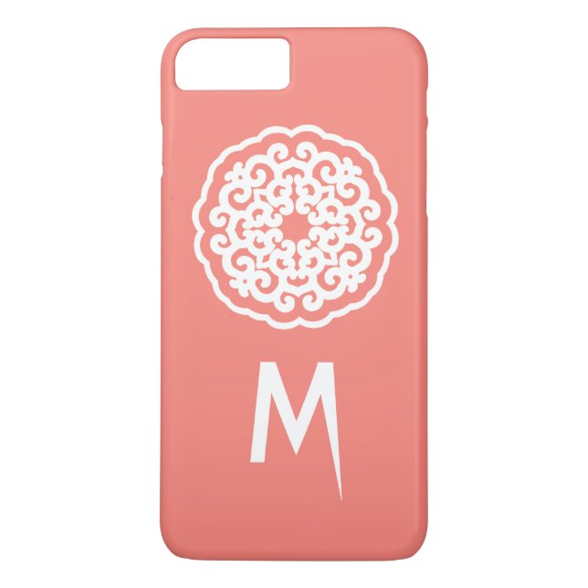Salmon Asian Moods Mandalla with initial Case-Mate iPhone Case (Back)