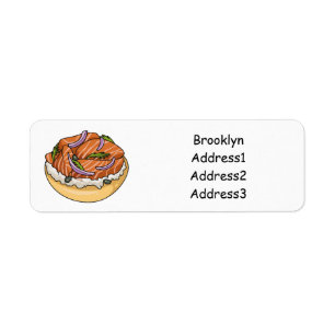 Salmon bagel cartoon illustration